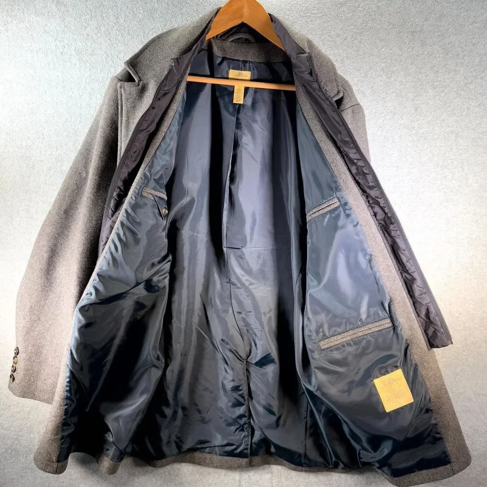 Tre Vero Wool Coat Men's XL Gray Inner Placket Front Notch Lapel Single Breasted